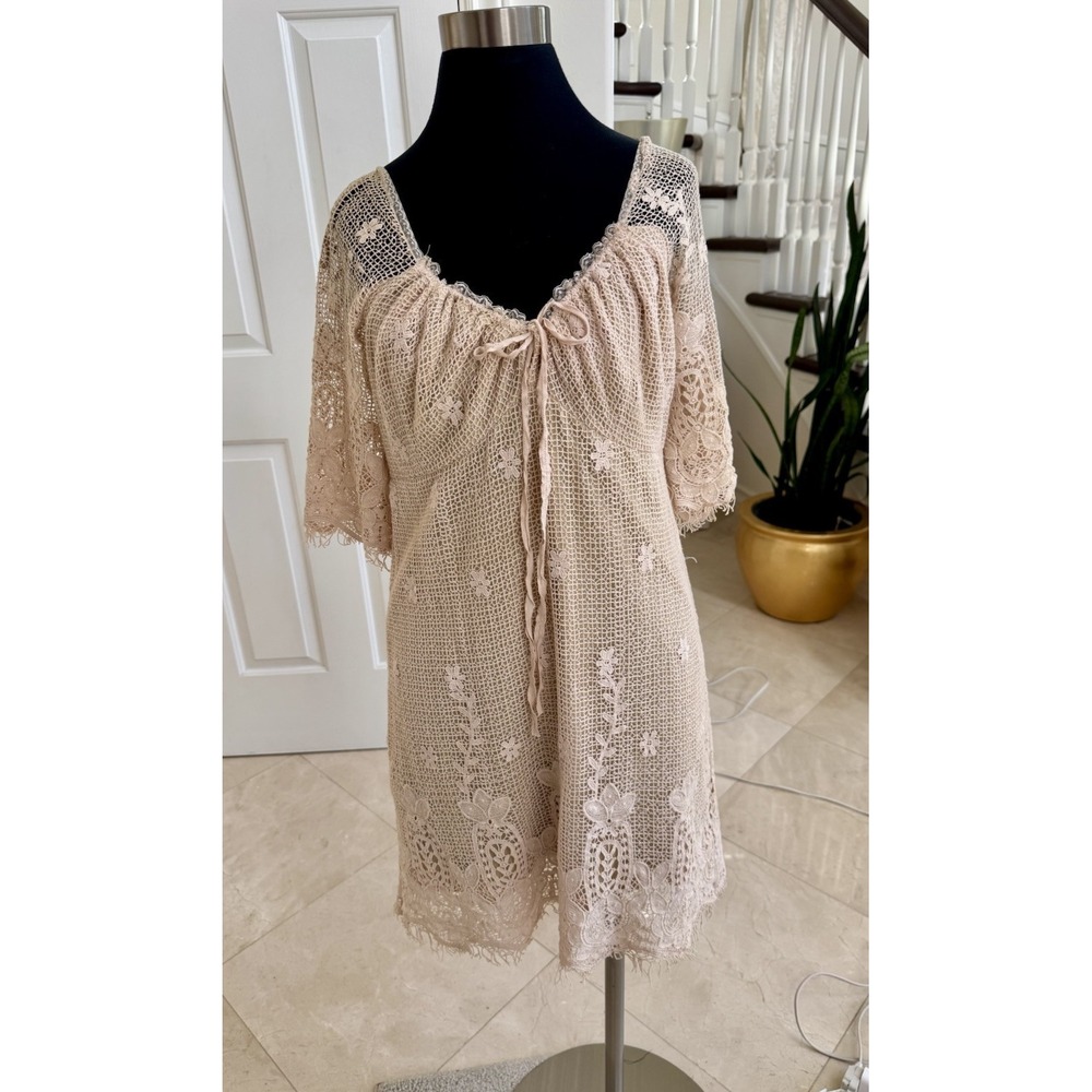 Alexandra Rosati Women Crocheted Dress Size L Fairy Boho Hippy |‎ Fully Lined |